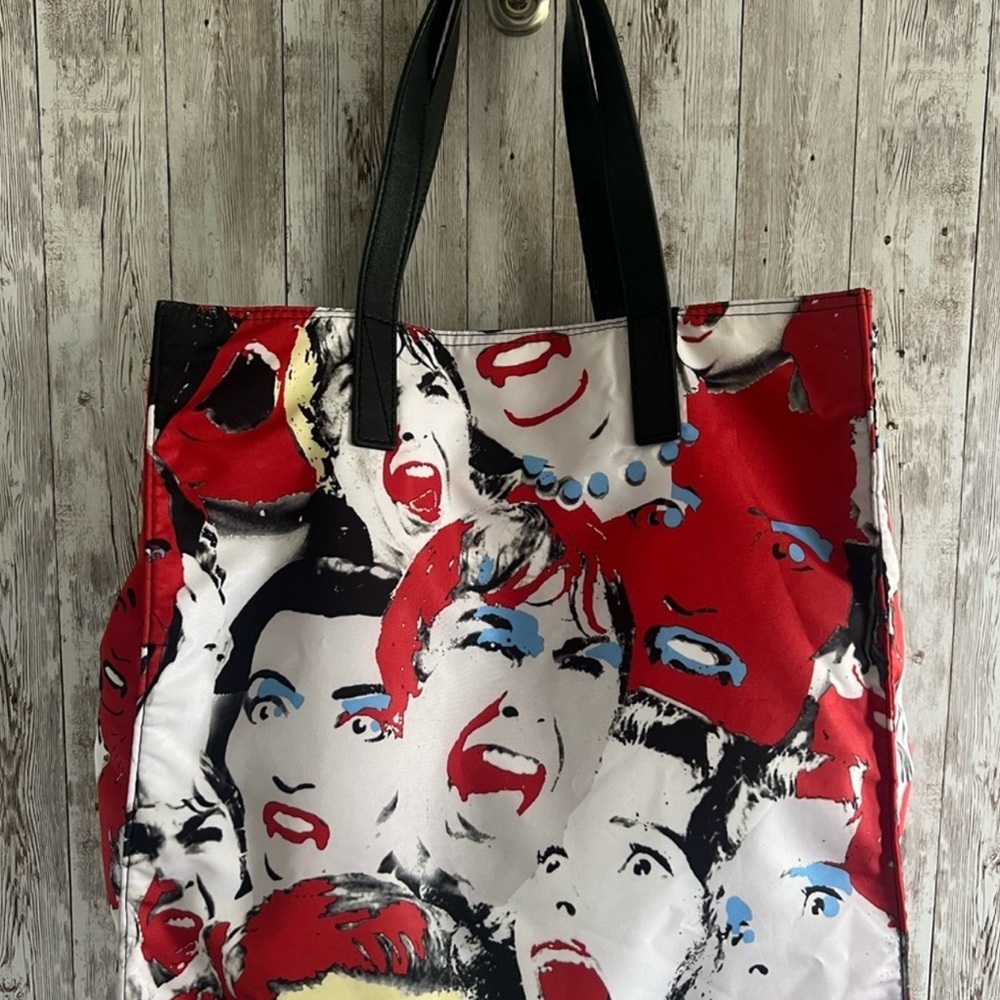 Marc Jacobs Screaming Faces Red and Black Graphic Tote